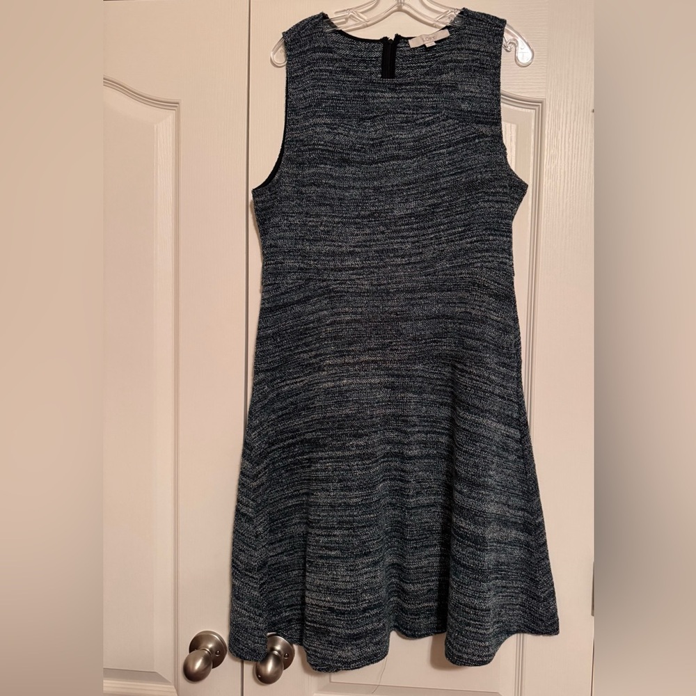 LOFT Heathered Black Sleeveless Mini Dress